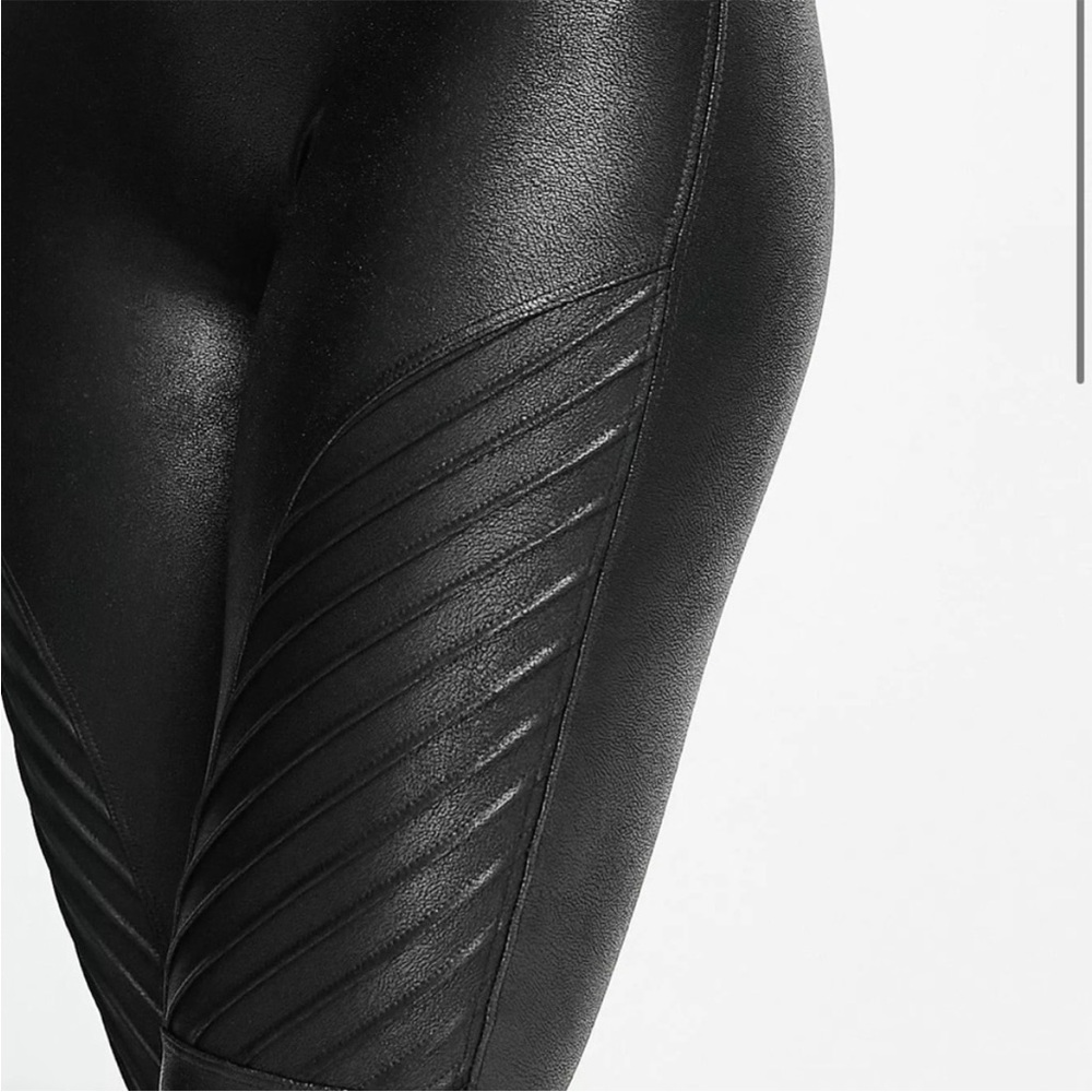 SPANX Black Faux Leather Moto Leggings